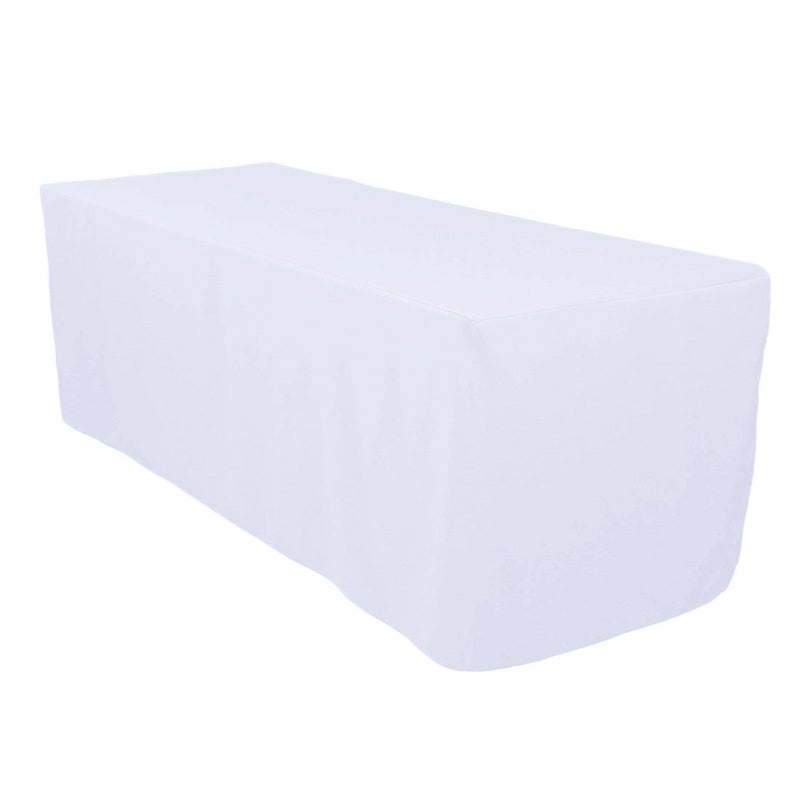 Surmente White Fitted Tablecloths for 6 Foot Rectangle Tables, White Table Covers for Weddings, Banquets, or Restaurants - Image 1